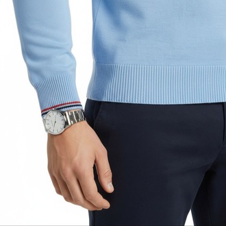 Polo Yaka Uzun Kollu Erkek Sweat-MAVİ