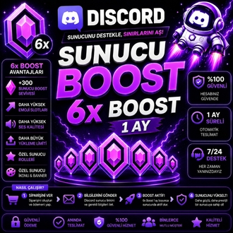 Discord Sunucu Boost x6 | 1 Ay