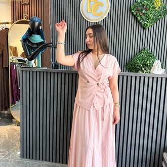 Kruvaze Yelek Etek Takım