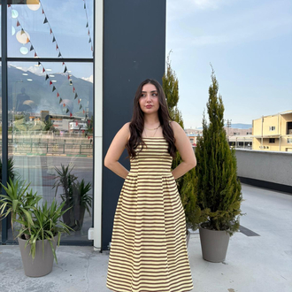 Çizgili Askılı Elbıse