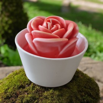 Beyaz Kasede Gül Kokulu Soya Mum,Dekoratif Hediye,Vegan Mum