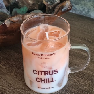El yapımı Soya&Jel Mum, Begamot Ve Portakal Kokulu Mum,Hediyelik Mum,Ice Matcha Mum