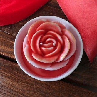 Beyaz Kasede Gül Kokulu Soya Mum,Dekoratif Hediye,Vegan Mum