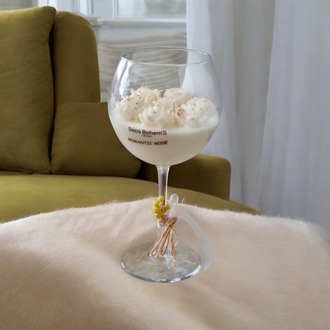 Gül Kokulu Beyaz Çiçekli Kadeh Mum-El Yapımı Lüks Dekoratif Mum-Soya Wax Mum 
