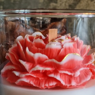 El yapımı özel tasarım gül kokulu soya mum,Hediyelik mum,Vegan mum,Ahşap fitilli