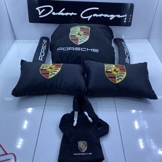 Porsche Süper Set Penye Kılıf + Kemer Ped + Boyun Yastığı + Vites Poları