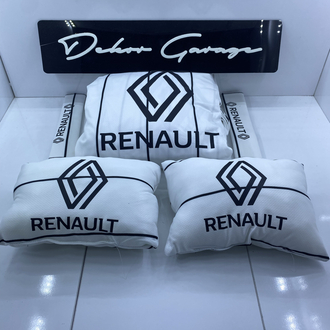 Renault Beyaz Set Kılıf + Boyun Yastığı Ve Kemer Pedi