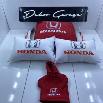 Honda Kırmızı Süper Set Penye Kılıf + Kemer Ped + Boyun Yastığı + Vites Poları