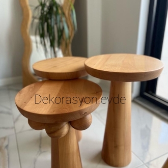 boncuklu mantar sehpa 3lü set