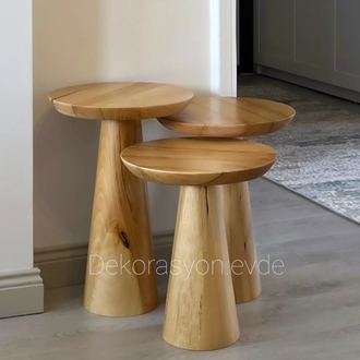 VERNIKLI MANTAR SEHPA 3LÜ SET 