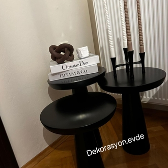 SİYAH 3LÜ MANTAR SEHPA SETİ