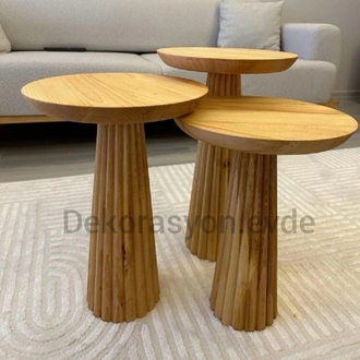 HAM FİTİLLİ MANTAR SEHPA 3LÜ SET