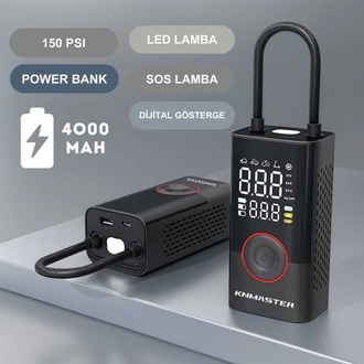  Knmaster LP200 – 150 PSI Dijital Göstergeli Şarjlı Hava Pompası