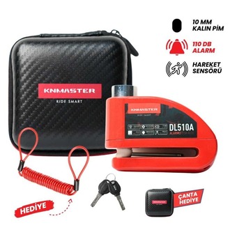  KNMASTER DL510A – 10 mm Alarmlı Motosiklet Disk Kilidi | Kırmızı