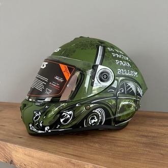 ️ Axxis Draken S Iron Peace C6 Mat Yeşil Kask