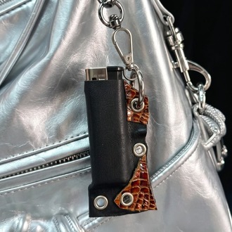 Croco Detailed Leather Lighter Case