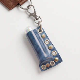 Blue Leather Lighter and Lip Gloss Case
