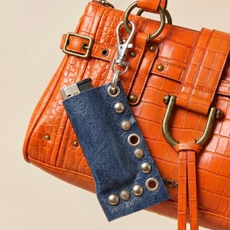 Blue Leather Lighter Case
