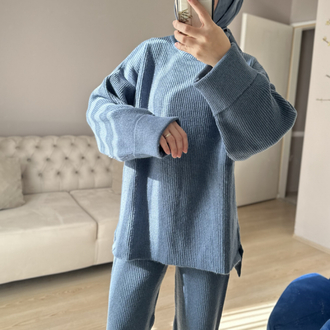 Örgü triko takım (indigo)