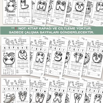 Meyve ve Sebze Temalı Eğitici Alfabe Çalışma Sayfaları (OK11)