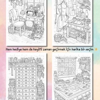 Vintage Sewing Room Boyama Kitabı (A408)