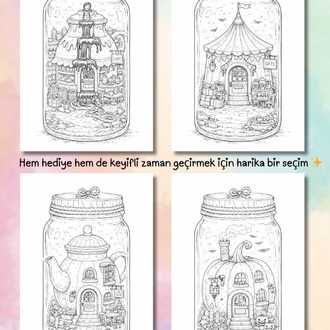 Kavanoz İçinde Fantastik Evler Boyama Kitabı (A407)