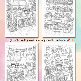 Vintage Sewing Room Boyama Kitabı (A408)