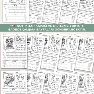 Sebze Temalı Alfabe Öğrenme ve Boyama Çalışma Sayfaları (OK08)
