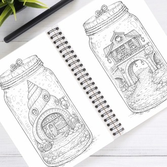 Kavanoz İçinde Fantastik Evler Boyama Kitabı (A407)