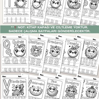 Meyveli Alfabe Boyama – Çocuklar İçin ABC Harf Çalışmaları (OK14)