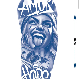 sonradan kararan gangsta kadın dolar hop ve Amor yazı desen geçici dövme