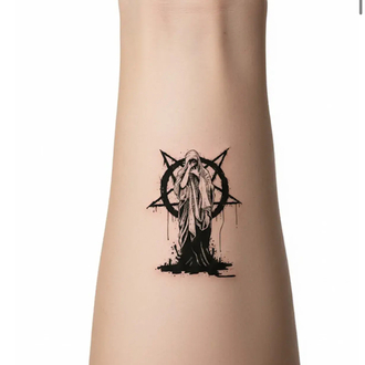 Pentagram desen geçici dövme minimal