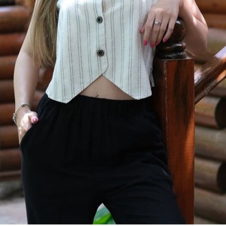 LASTİKLİ KETEN PANTOLON