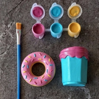 Donut Ve Kahve Bardağı Boyama Seti 