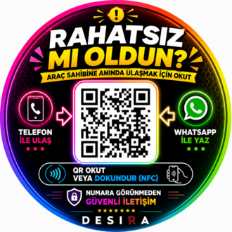 2 Adet Etiket | NFC & QR Araç İletişim Etiketi | Telefonunu Yaklaştır Sayfa Açılsın