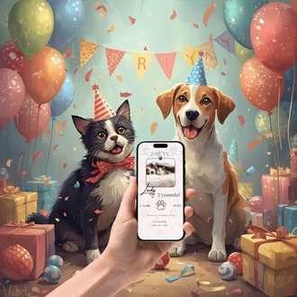 Let's Pawty! - Evcil Hayvan Doğum Günü Davetiyesi