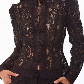 Lace Mandarin Jacket Black
