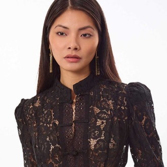 Lace Mandarin Jacket Black
