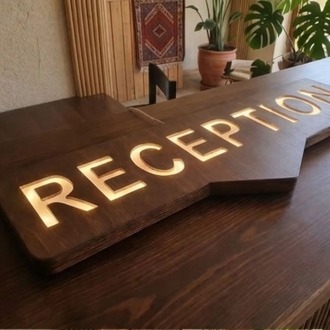 Ahşap Işıklı Reception Tabelası