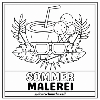 Sommer Malerei – Almanca Yaz Kelimeleri Boyama Kitabı