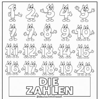 Die Zahlen 0–20 Malerei (0–20 Sayılar Boyama Kitabı)