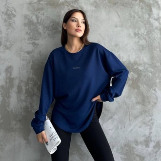 Asimetrik kesim Modal Sweatshirt Lacivert