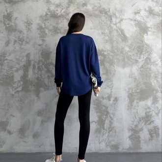 Asimetrik kesim Modal Sweatshirt Lacivert