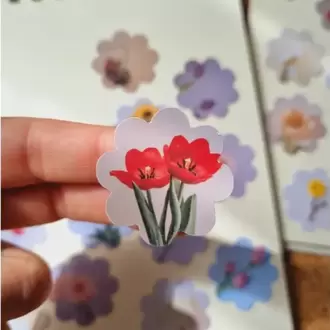Eşsiz Çiçekler Kutulu Sticker