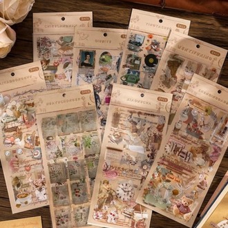 3 Sayfa Vintage Sticker Seti (8 Farklı Model Seçeneği)