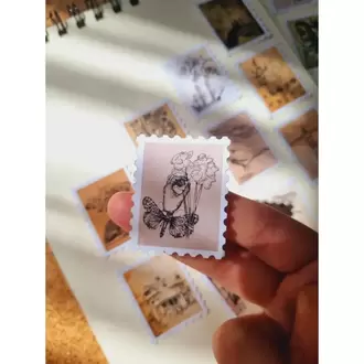 Kraft Eskiz Pul Kutulu Sticker