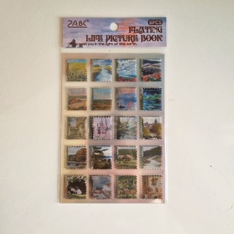 8 Sayfa Tam Şeffaf Pul Sticker