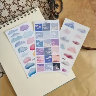 3'lü Bulut Desenli Sticker Paketi 