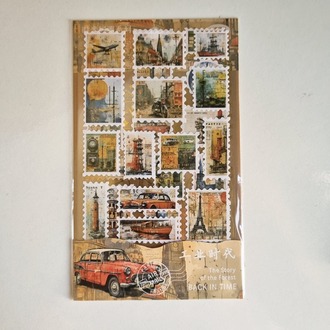 4 sayfa Vintage Pul Stickerlar
