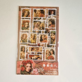 4 sayfa Vintage Pul Stickerlar